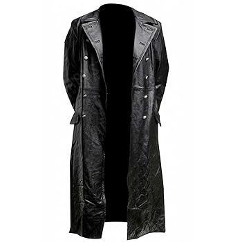 Mens Retro Leather Vintage Long Coat Trench Steampunk Gothic